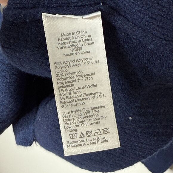 J.Crew Womens Turtleneck Sweater XS Blue Wool Blend Side Buttons Preppy Academia - Picture 8 of 9